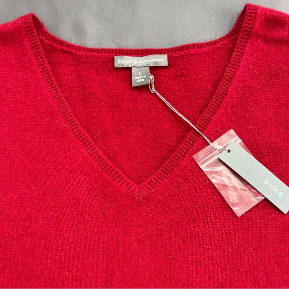 Apt. 9 🆕 Cashmere V Neck Sweater Size L Academia Preppy Misses Red Easter Spring - Picture 3 of 9